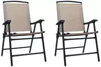 vidaXL Klappst&uuml;hle, 2 St&uuml;ck, Textilene Taupe
