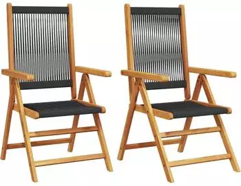 vidaXL Gartenstühle 2 Stk. Schwarz Massivholz Akazie und Polypropylen (367654)