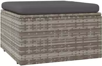 vidaXL Gartenhocker mit Kissen Grau 55x55x30 cm Poly Rattan (318668)