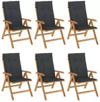 vidaXL Klappst&uuml;hle Verstellbar mit Kissen 6 Stk. Massivholz Teak