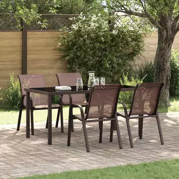 vidaXL Stapelbare Gartenstühle 4 Stk. Braun Textilene (318782)