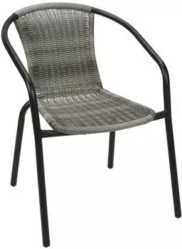 Mojawo Polyrattan Bistrostuhl stapelbar grau meliert/schwarz