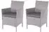 MCW Poly-Rattan Sessel Halden 2er-Set Grau Kissen anthrazit