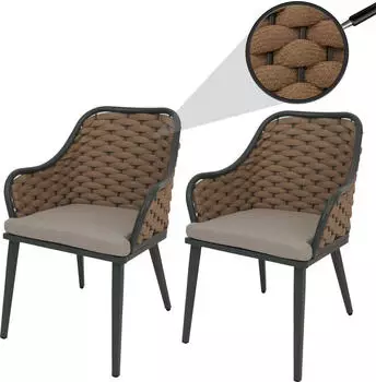 MCW Gartenstuhl O16 2er-Set Beige Kissen Hellbraun