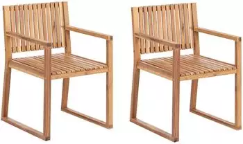 Beliani Gartenstuhl 59x54x80 Heller Holzfarbton