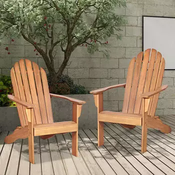 Costway Adirondack Stuhl Akazienholz Gartensessel Natur
