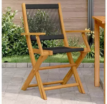 vidaXL Gartenstühle 2 Stk. Schwarz Massivholz Akazie und Polypropylen (367666)