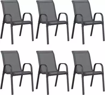 vidaXL Stapelbare Gartenstühle 6 Stk. Grau Textilene (318784)