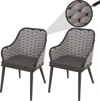 MCW Gartenstuhl O16 2er-Set Hellgrau Kissen Dunkelgrau