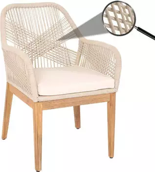 MCW Gartenstuhl H56b beige Kissen Creme-Weiß