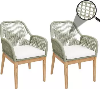 MCW Gartenstuhl H56b 2er-Set Grün Kissen Creme