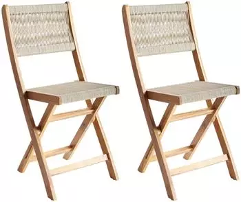 Beliani Gartenstuhl Beige Heller Holzfarbton 50x42x84