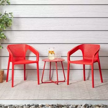 Homestyle4u Gartenstuhl 4er Set Rot 2686