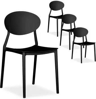 Homestyle4u Gartenstuhl 4er Set Schwarz 2448