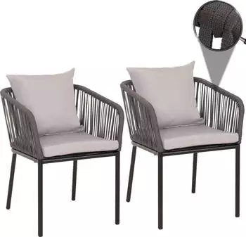 MCW 2er-Set Gartenstuhl N41 anthrazit/Hellgrau