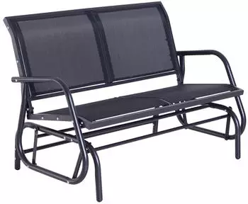 Outsunny Schaukelstuhl 2-Sitzer Metall 120x70x85 cm Schwarz