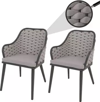 MCW Gartenstuhl O16 2er-Set Hellgrau Kissen Hellgrau