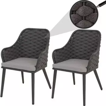 MCW Gartenstuhl O16 2er-Set Anthrazit Kissen Hellgrau