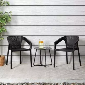 Homestyle4u Gartenstuhl 2er Set Schwarz 2682