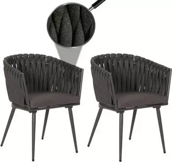 MCW Gartenstuhl N38 2er-Set Anthrazit/Dunkelgrau