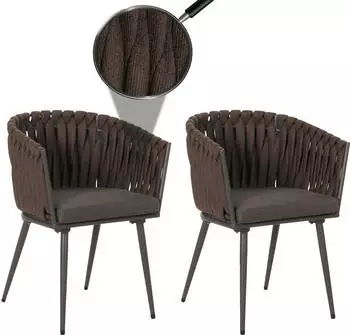 MCW Gartenstuhl N38 2er-Set Braun/Dunkelgrau