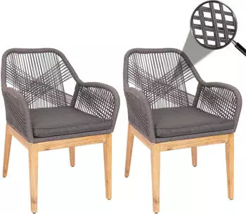 MCW Gartenstuhl H56b 2er-Set Grau Kissen anthrazit