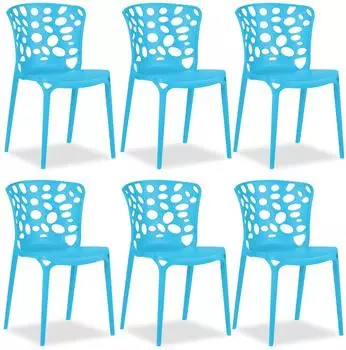 Homestyle4u Gartenstuhl 6er Set Blau 2458