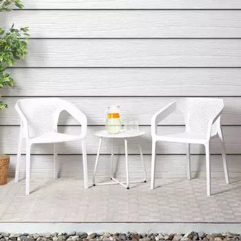 Homestyle4u Gartenstuhl 2er Set Weiß 2694