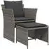 vidaXL Gartenstuhl mit Fußhocker Grau Poly Rattan (368618)
