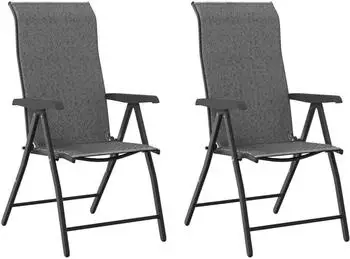 vidaXL Gartenst&uuml;hle 2 Stk. Klappbar Grau Poly Rattan (4007140)