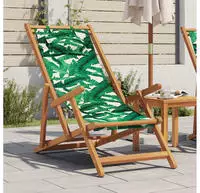 vidaXL Strandstuhl Klappbar Blattmuster Massivholz Eukalyptus Stoff