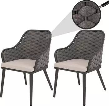 MCW Gartenstuhl O16 2er-Set Anthrazit Kissen Taupe