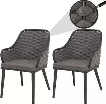MCW Gartenstuhl O16 2er-Set Anthrazit Kissen Dunkelgrau