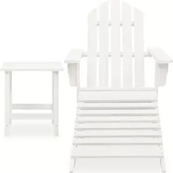 vidaXL Adirondack-Gartenstuhl mit Fußstütze & Tisch Tannenholz Weiß