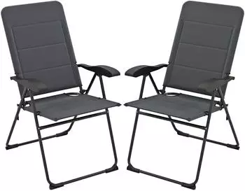 Costway 2er Set Gartenstühle Klappbar mit 7-Fach Grau