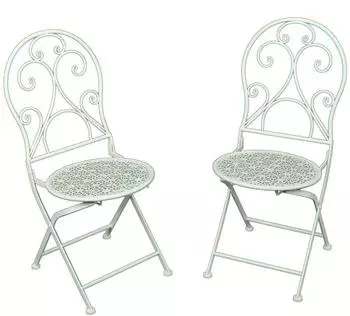 Gardenson 2er-Set Klappstuhl LASCAR altweiß Stahl