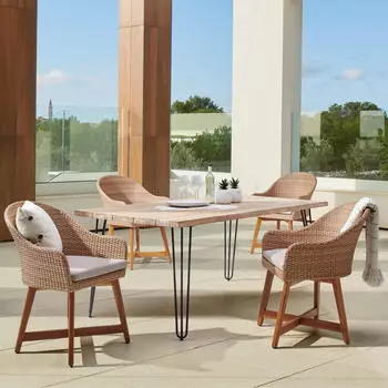 Ambia Garden Gartensessel Hellbraun Holz Metall Kunststoff Textil Akazie Hartholz 62x86x64 cm