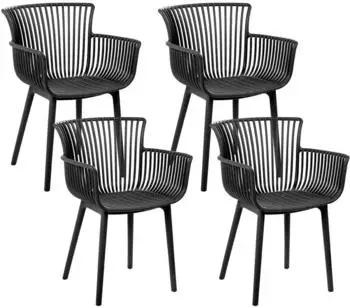 Beliani Kunststoffst&uuml;hle schwarz 4er Set Pesaro
