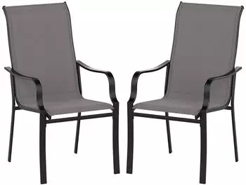 Costway 2er Set Gartenstühle mit Hoher Rückenlehne 56 x 73 x 101 cm Grau