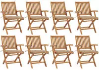 Vidaxl - Klappbare Gartenst&uuml;hle Mit Kissen 8 Stk. Massivholz Teak