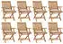 vidaXL Klappbare Gartenstühle mit Kissen 8 Stk Massivholz Teak 3072780