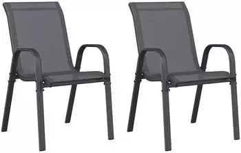 vidaXL Stapelbare Gartenst&uuml;hle 2 Stk Grau Textilene 318778