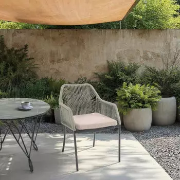 Ambia Garden Stapelstuhl Anthrazit Beige Greige Metall Kunststoff Textil 56x81x68 cm