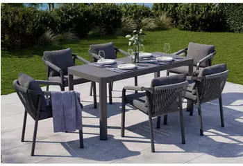 Ambia Garden Anthrazit Grau Metall Textil Struktur Füllung: Schaumstoff eckig 55x74x65 cm
