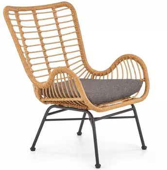 Konsimo Gartensessel ABLA braun/grau Rattan 69x93x58 cm