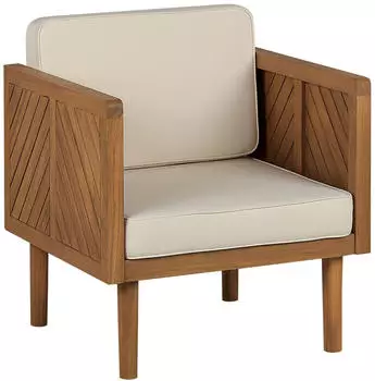 Beliani Gartensessel Hellbraun Beige Holz 1-Sitzer 65x76x65 cm