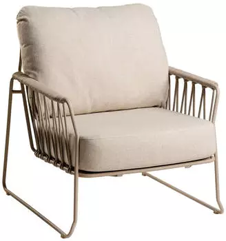Tierra outdoor Loungesessel Wei&szlig; Champagner Metall Textil Kufe 83x85x87 cm
