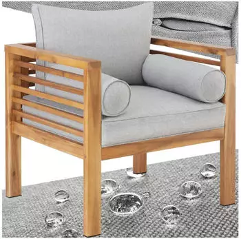 TecTake Garten-Loungesessel Boka lasiertes Holz 63x72x78 cm