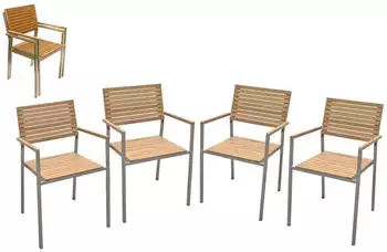 Gardenson Set Schwarz Silber Teak Holz Metall Kunststoff Teakholz Hartholz eckig 53x86x50 cm