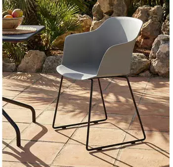 Idimex FORO Schalenst&uuml;hle 4er Set mit Metallbeinen Grau grau